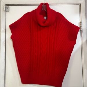 Callahan Red Sleeveless Sweater Chunky Knit Ribbed Poncho Vest Oversized Boxy M